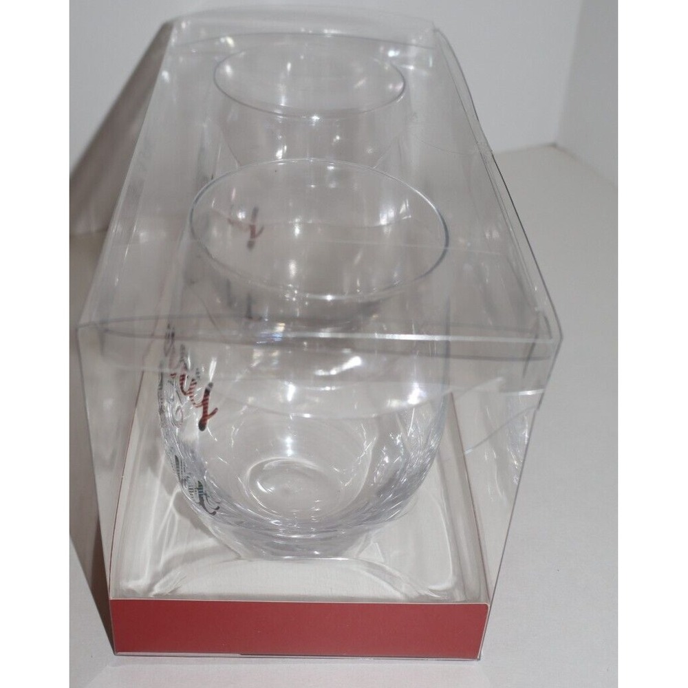NEW VERA BRADLEY Christmas Holiday Wine Glasses Stemless Set Merry & Bright - Picture 6 of 7